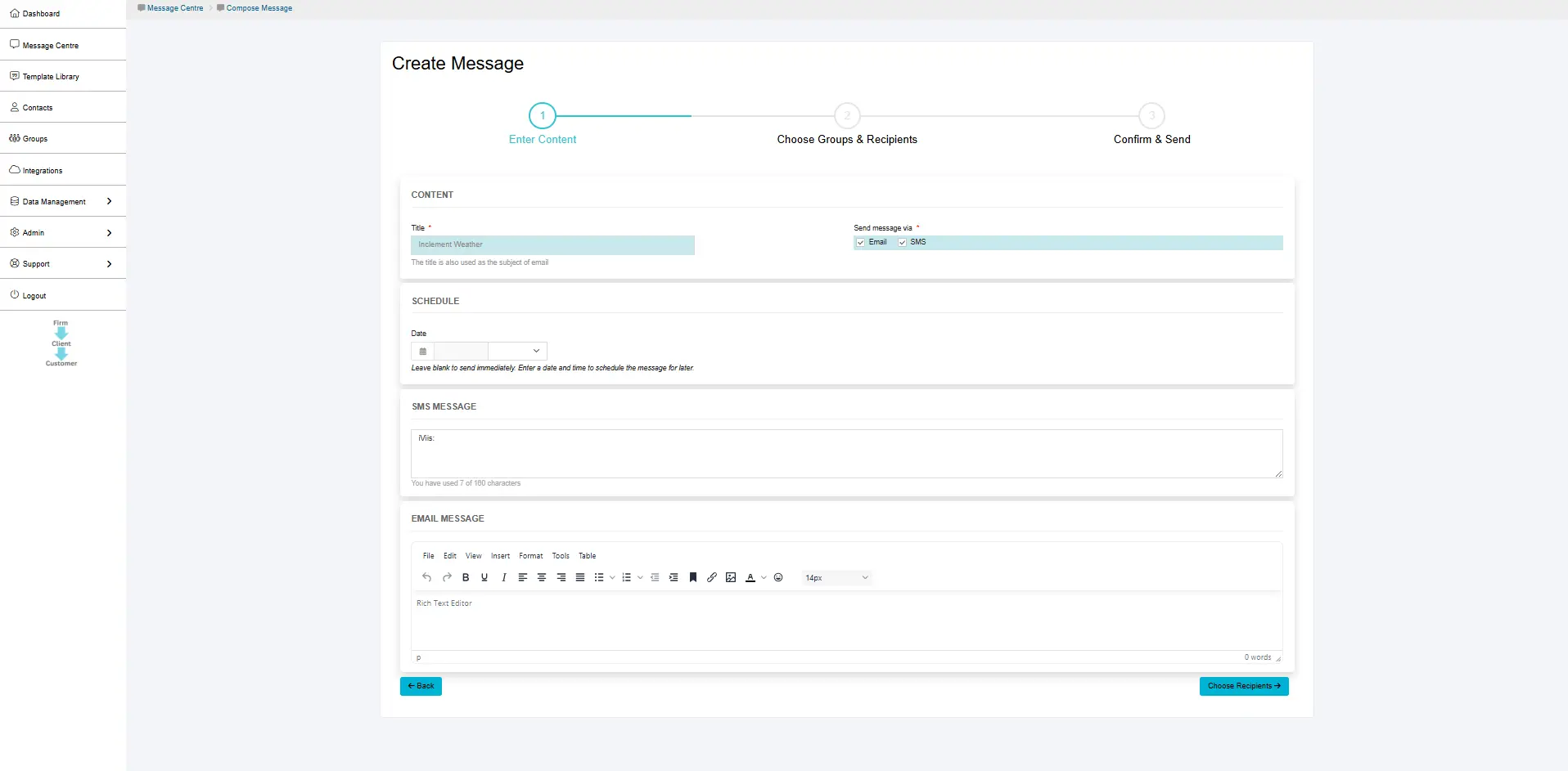 Scheduling and Automation Screenshot